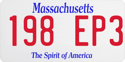 MA license plate 198EP3