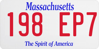 MA license plate 198EP7