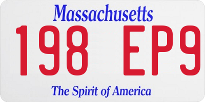 MA license plate 198EP9