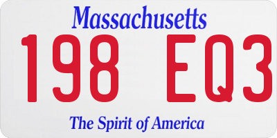 MA license plate 198EQ3