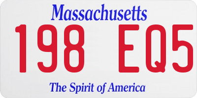 MA license plate 198EQ5
