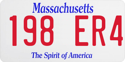 MA license plate 198ER4