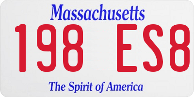 MA license plate 198ES8
