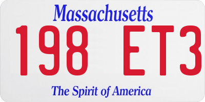 MA license plate 198ET3