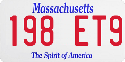 MA license plate 198ET9