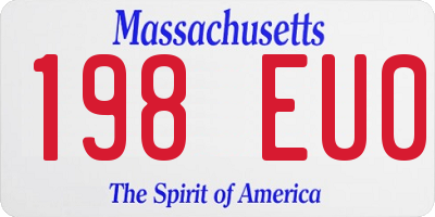 MA license plate 198EU0