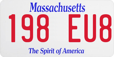 MA license plate 198EU8