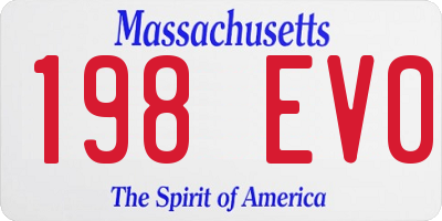 MA license plate 198EV0