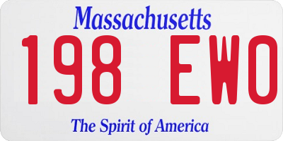 MA license plate 198EW0