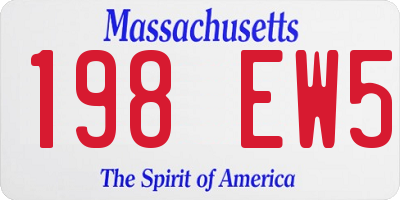 MA license plate 198EW5