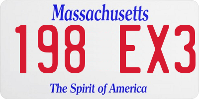 MA license plate 198EX3