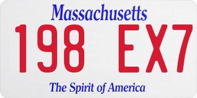 MA license plate 198EX7