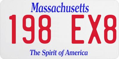 MA license plate 198EX8