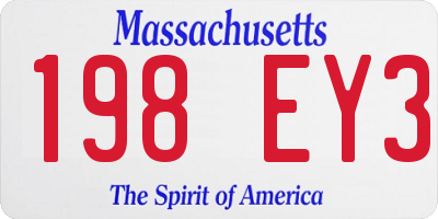 MA license plate 198EY3