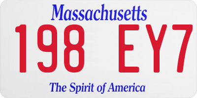 MA license plate 198EY7