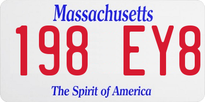 MA license plate 198EY8
