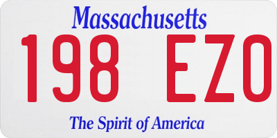 MA license plate 198EZ0