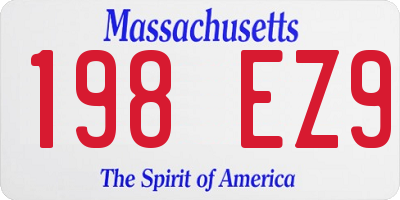 MA license plate 198EZ9
