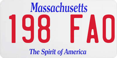 MA license plate 198FA0