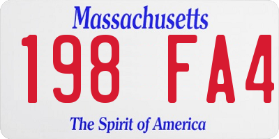 MA license plate 198FA4