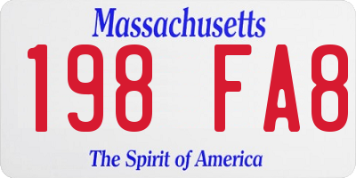 MA license plate 198FA8