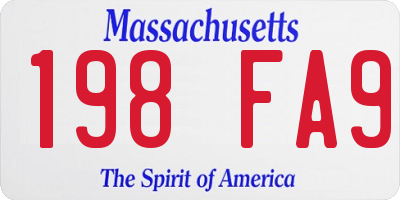 MA license plate 198FA9