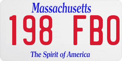 MA license plate 198FB0