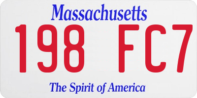 MA license plate 198FC7