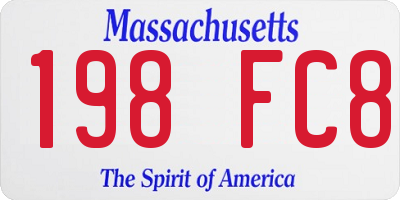 MA license plate 198FC8