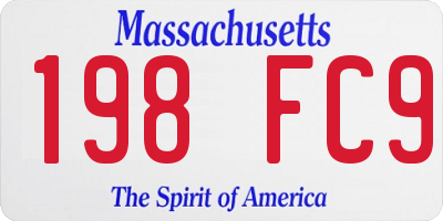 MA license plate 198FC9