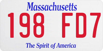 MA license plate 198FD7