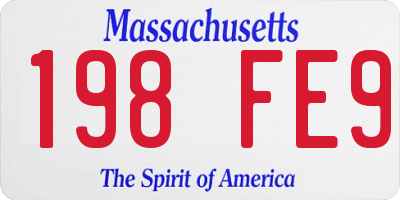 MA license plate 198FE9