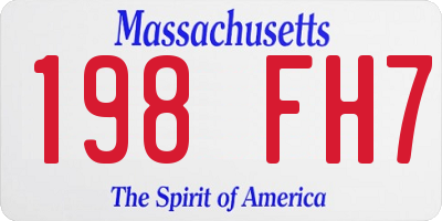 MA license plate 198FH7