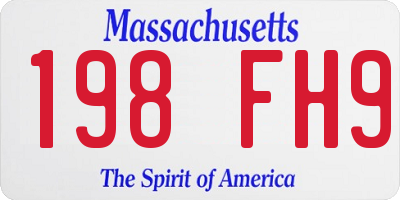 MA license plate 198FH9