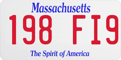 MA license plate 198FI9