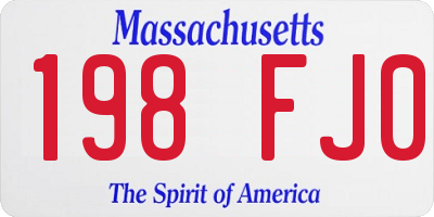 MA license plate 198FJ0