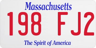 MA license plate 198FJ2