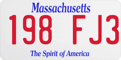 MA license plate 198FJ3