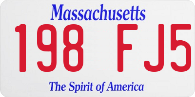 MA license plate 198FJ5