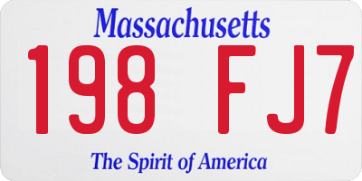MA license plate 198FJ7