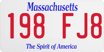 MA license plate 198FJ8
