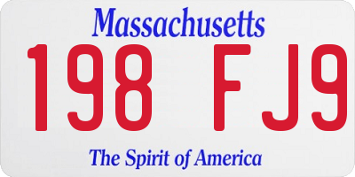 MA license plate 198FJ9