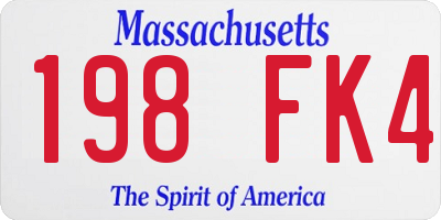 MA license plate 198FK4