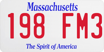 MA license plate 198FM3