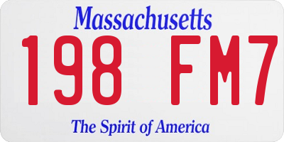 MA license plate 198FM7