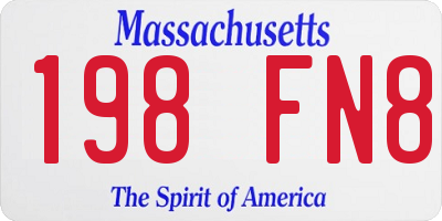 MA license plate 198FN8