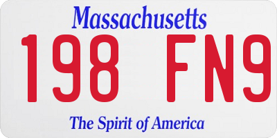 MA license plate 198FN9