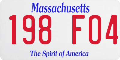 MA license plate 198FO4