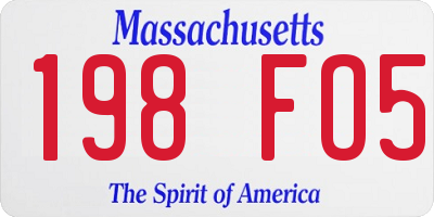 MA license plate 198FO5