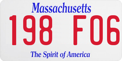 MA license plate 198FO6
